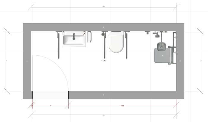 Altersgerechtes Bad mit bodenebenem Duschbereich auf 5,5 qm