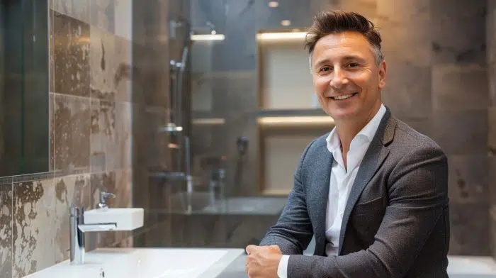 Badexperte von Badsanieren24 im modernen Badezimmer