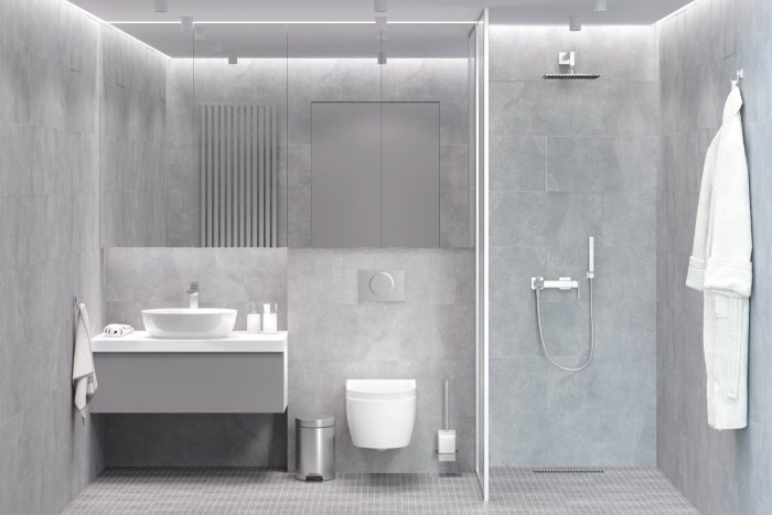 Badezimmer in modernem Grau