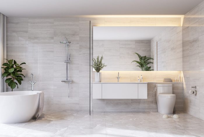 Badezimmer mit Fliesen