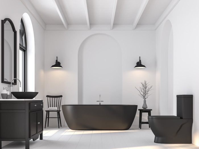 Schwarzes Badezimmer – Moderne Beispiele und Ideen 16 Badezimmer mit schwarzen Sanitaerobjekten