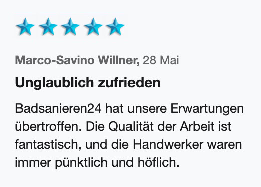 Kundenerfahrungen und Testimonials BammentalKundenerfahrungen und Testimonials 35 Badsanieren24 Bewertung 11 1
