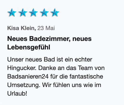 Kundenerfahrungen und Testimonials BammentalKundenerfahrungen und Testimonials 28 Badsanieren24 Bewertung 2 1
