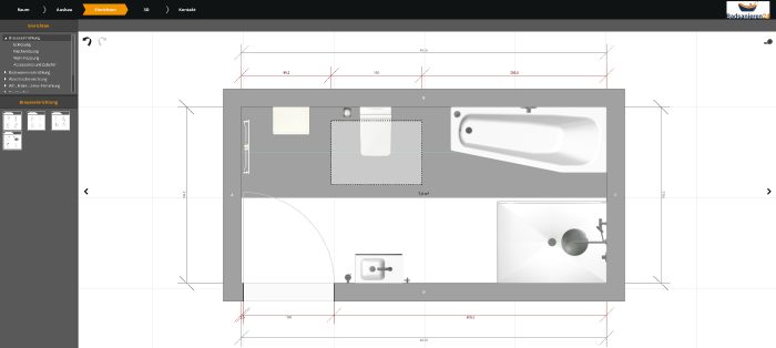Dachschraege als grauer Bereich im Badplaner