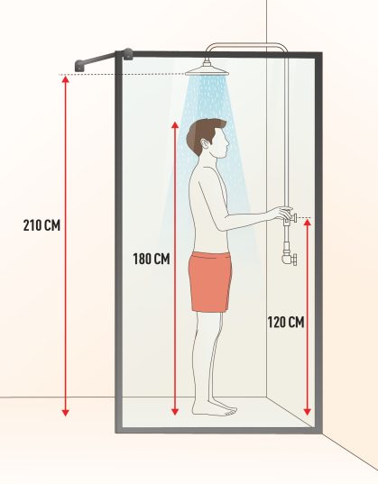 Duscharmatur-Höhe 120cm