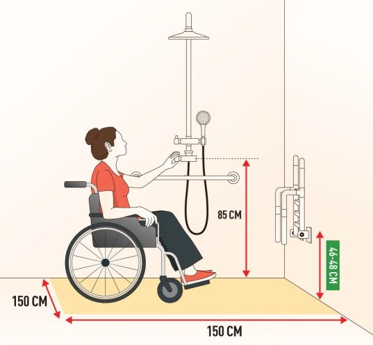 Duscharmatur-Höhe: Tipps für die perfekte Installation im Bad 8 Duscharmatur-Höhe im rollstuhlgerechten Bad