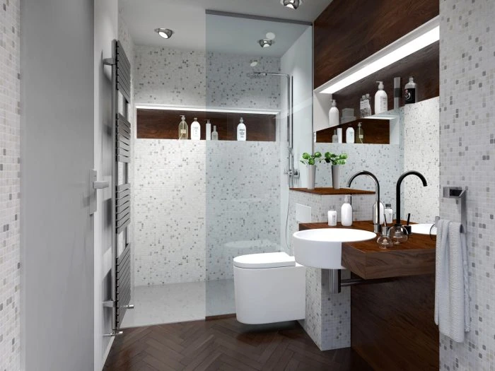 Gäste WC - kleine Räume, Große Wirkung: 7 Ideen 8 Gäste WC in modernem Mosaik Design