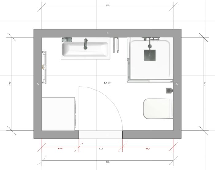 Kompaktes Minibad mit 4 qm