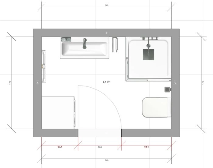 Kompaktes Minibad mit 4 qm