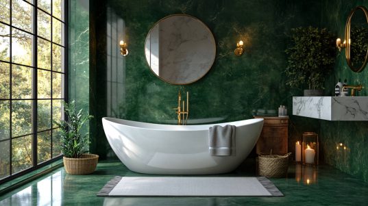 Luxusbad mit grünem Marmor