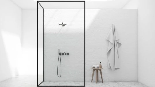 Moderne Walk-in-Dusche mit Duschabtrennung aus Glas Moderne Walk-in-Dusche mit Duschabtrennung aus Glas