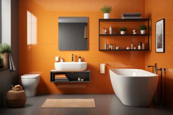 Orangenes Badezimmer