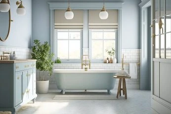 Retro Badezimmer in hellblau