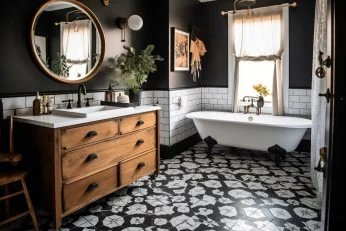 Retro Badezimmer in schwarz