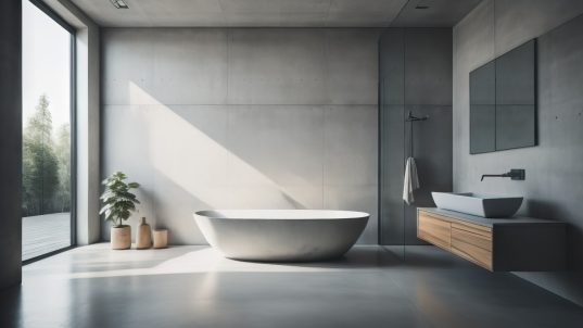 Fugenloses Badezimmer: Die besten Materialien und Designs entdecken 29 Robuster Sichtestrich für das Badezimmer