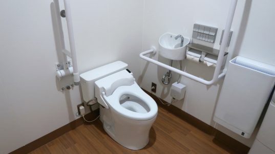 Rollstuhlgerechte Toilette mit Intimdusche