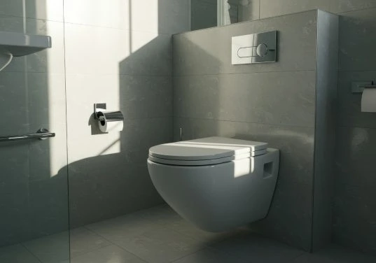 Badezimmer-Trockenbau-Ideen vom Profi: mehr Stil und Funktionalität 10 Silberne Wand-Toilette