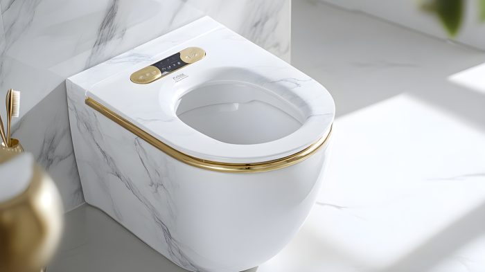 Smartes WC mit Goldverzierung