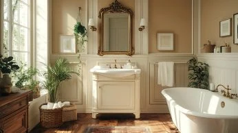 Vintage-Badezimmer in beige