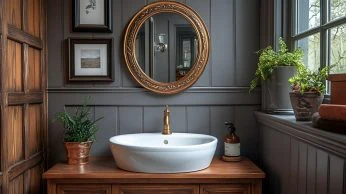 Vintage-Badezimmer mit Holzelementen