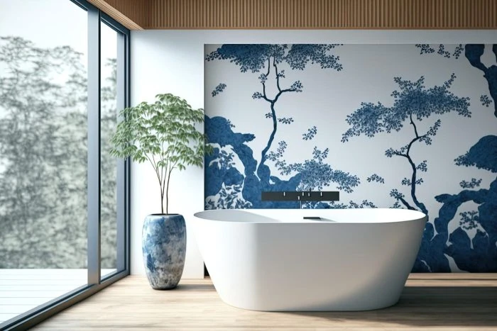 Tapete im Bad - Eine Alternative zu Fliesen? 6 Vinyltapete als Naturlandschaft