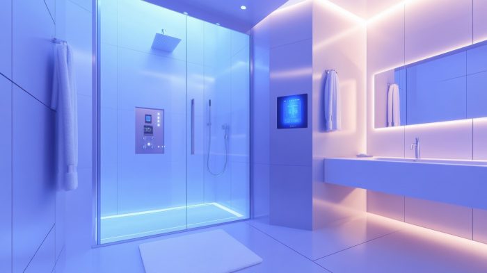Visuelles Konzept einer smarten Dusche der Zukunft