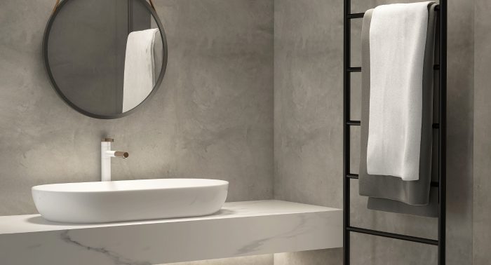 Hotelbadsanierung vom Profi für maximalen Gäste-Komfort 18 Waschtisch mit Beton Ciré Wänden