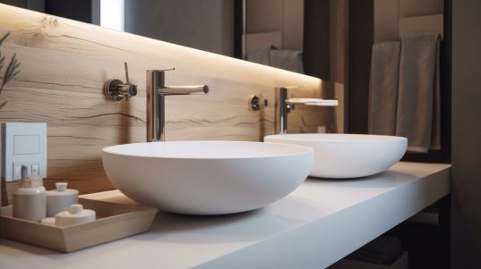 Hotel-Badezimmer: 8 Tipps für ein modernes Design und Wohlfühlambiente 18 Zwei weisse Waschbecken