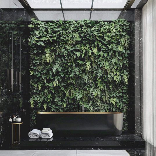 Modernes Baddesign: So wird Ihr Bad zur Wohlfühloase 7 Baddesign mit einer Wand aus Pflanzen