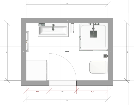Kleines Bad gestalten – Mit diesen Bad-Ideen schaffen Sie mehr Platz 5 4 qm kleines Bad mit Waschmaschine und großem Waschtisch