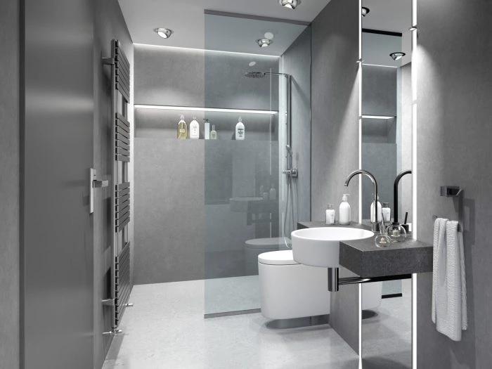 Gäste WC - kleine Räume, Große Wirkung: 7 Ideen 11 kleines Badezimmer in edlem silber