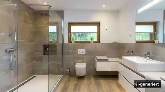 Neues Badezimmer mit Dusche in heller Optik